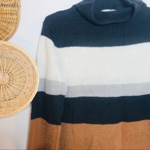 vtg vsco funnel neck color block brown sweater - Picture 3 of 3